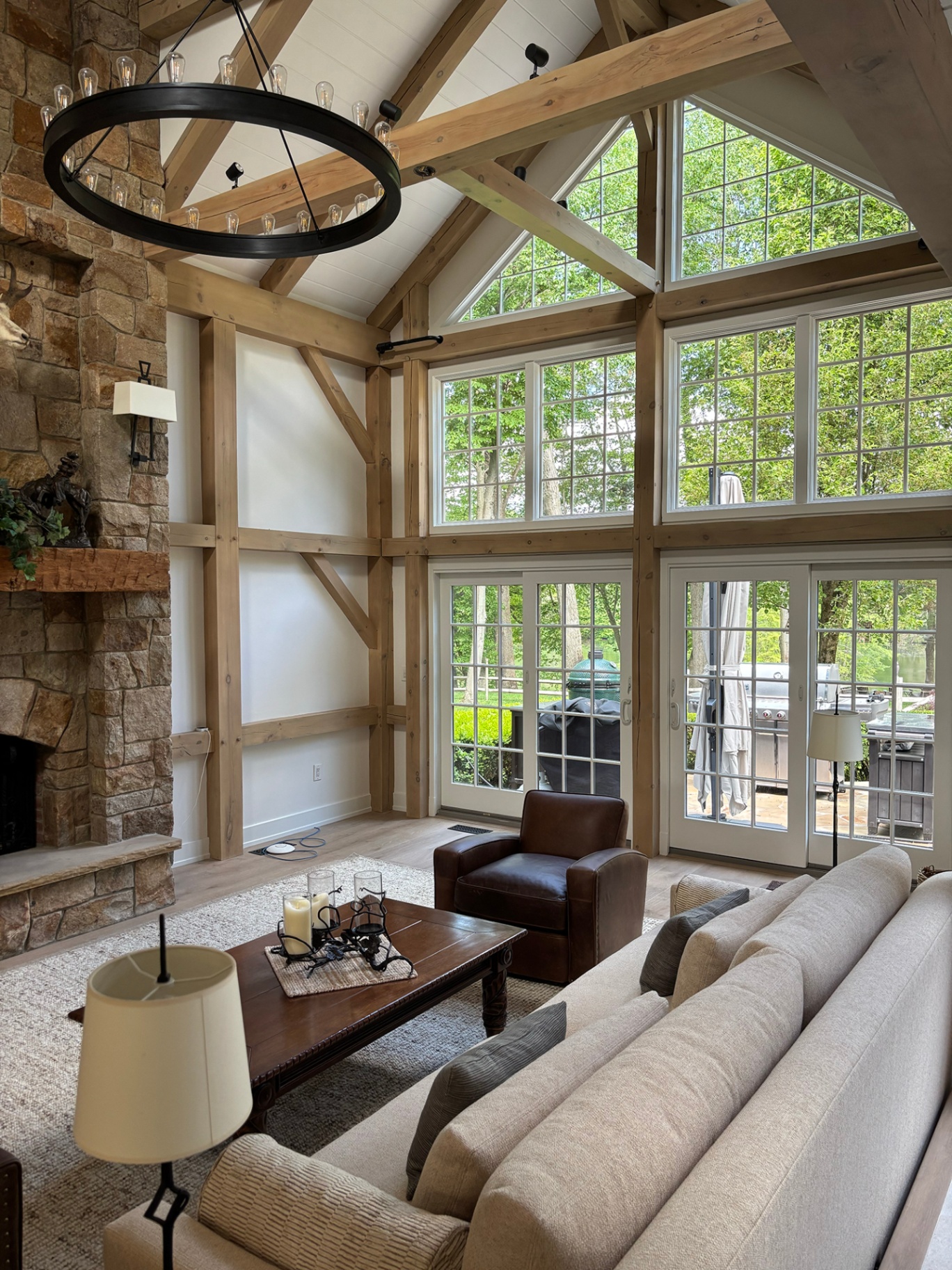 Painted built-in cabinetry with hand-brushed doors and trim in a New Jersey study